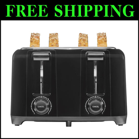 Reliable 4-Slice Toaster with Toast Boost & Auto Shut-off - Black Brushed Finish