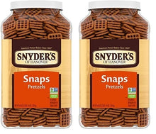 Load image into Gallery viewer, 46 Oz Canister of Crunchy Pretzel Snaps - Perfect Snack for Parties and Games