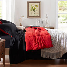 Load image into Gallery viewer, All Season King Size Bedding Set: 7-Piece Reversible Comforter in Black &amp; Red