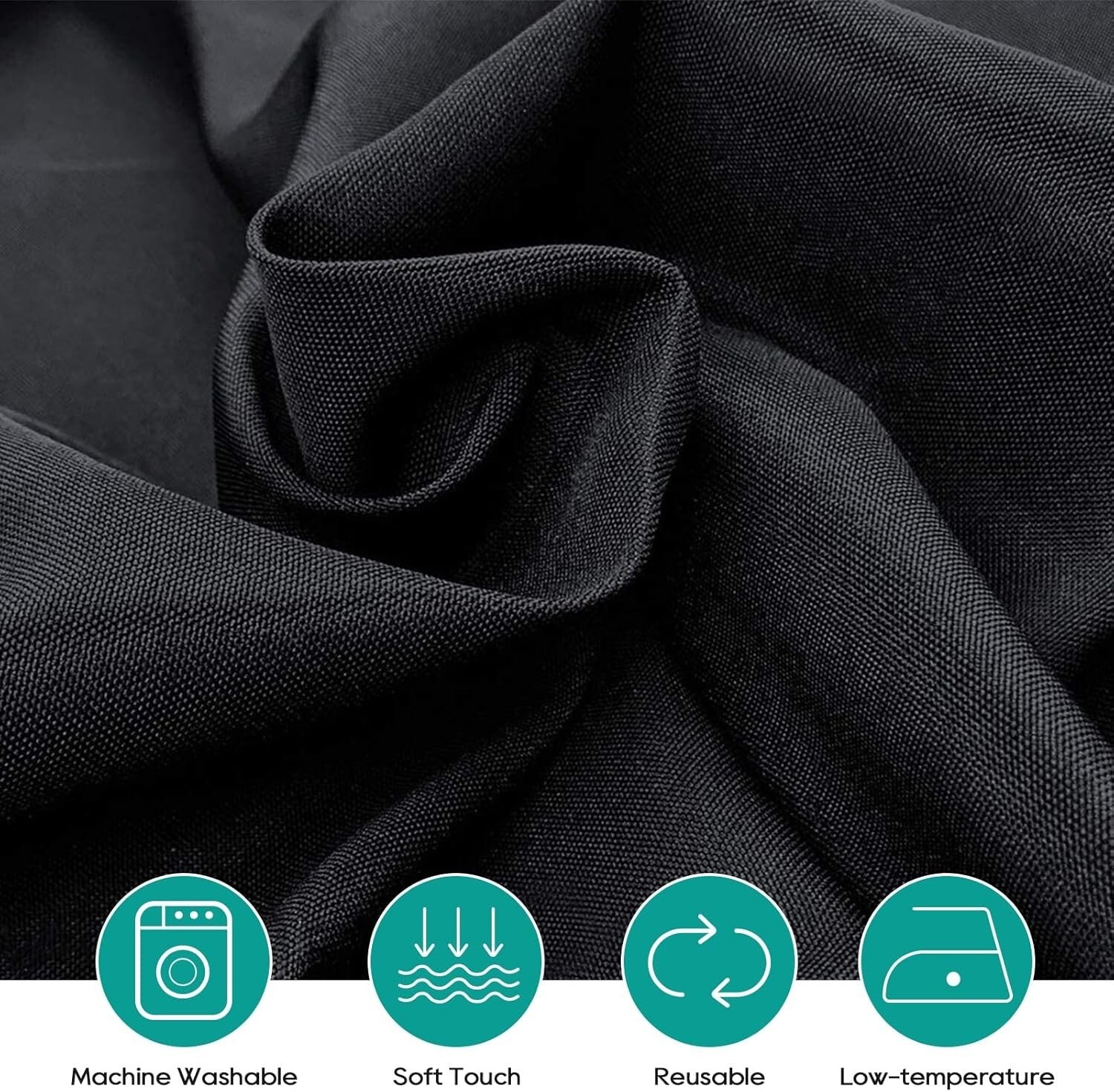 Elegant 120-Inch Black Round Tablecloth 10 Pack - Stain Resistant & Durable