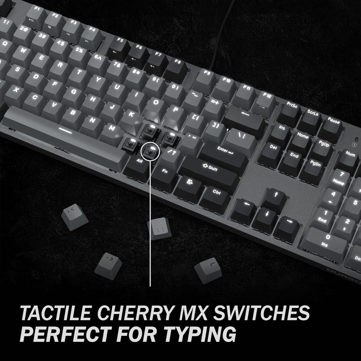 Corona White Backlit Mechanical Keyboard with Cherry MX Brown Switch - 104 Keys