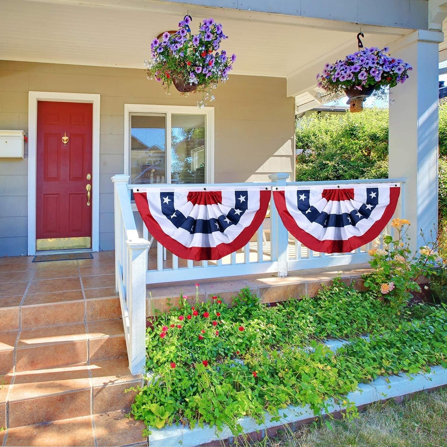 Durable 4th of July Pleated Fan Flag - Red and Blue Bunting for Any Occasion