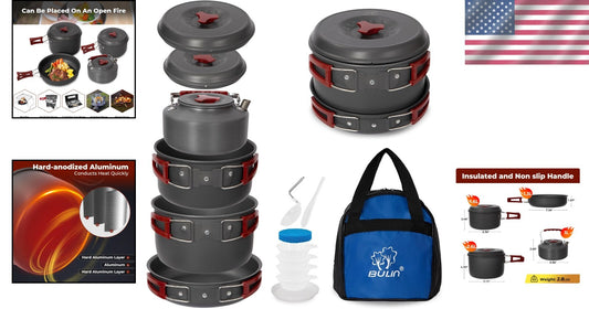 Durable Aluminum Backpacking Cook Set - 13 Pieces for Outdoor Adventures