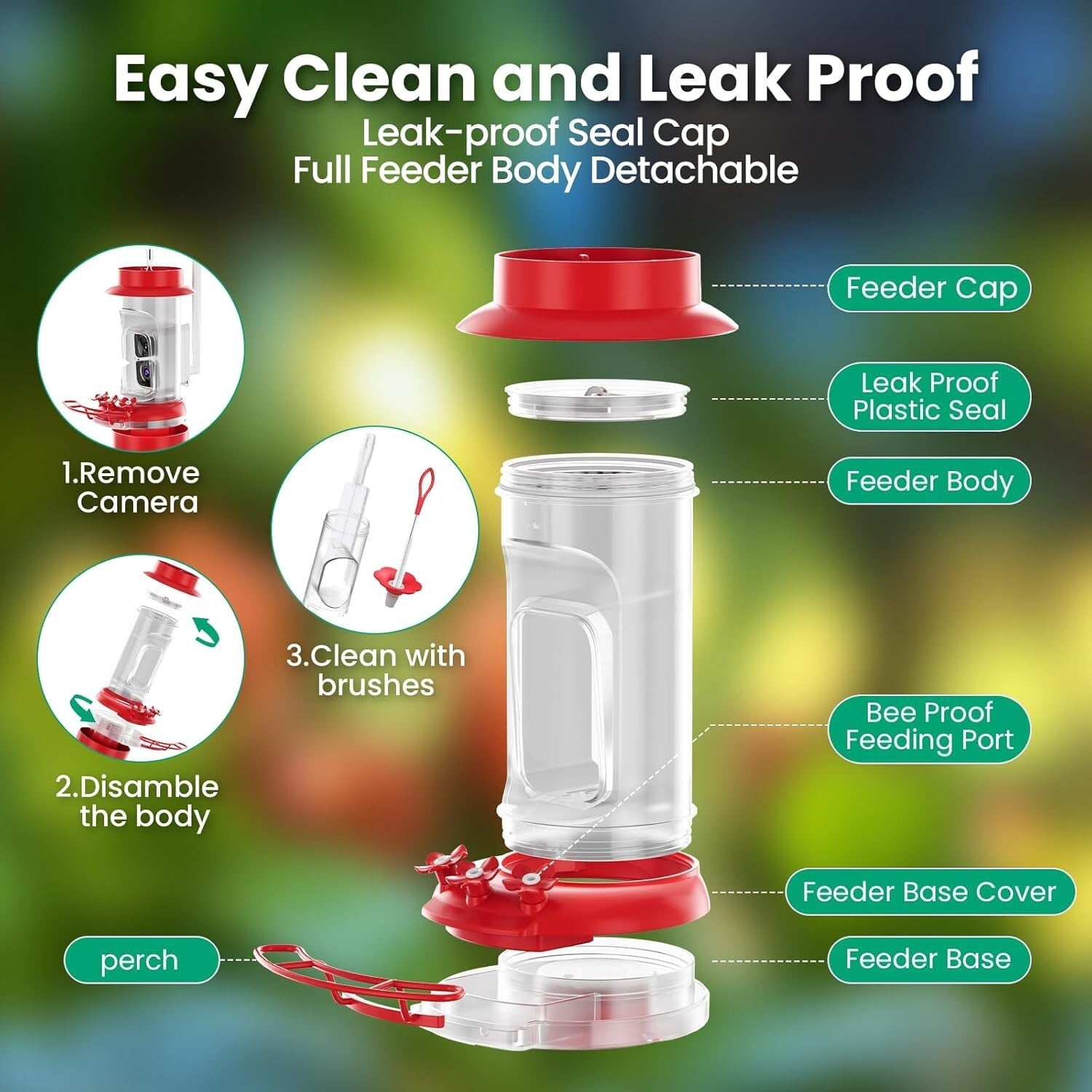 Bird Watching Camera Feeder with AI Species ID, Solar Power & Easy Clean Design