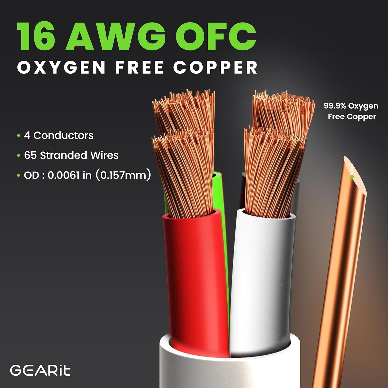 100ft 16 AWG Speaker Cable - Oxygen-Free Copper, Fire Safety Certified CL2