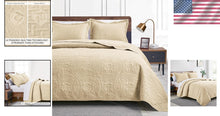 Load image into Gallery viewer, Elegant Cal King Summer Quilt Set - 3 Piece Coin Pattern for Year-Round Comfort