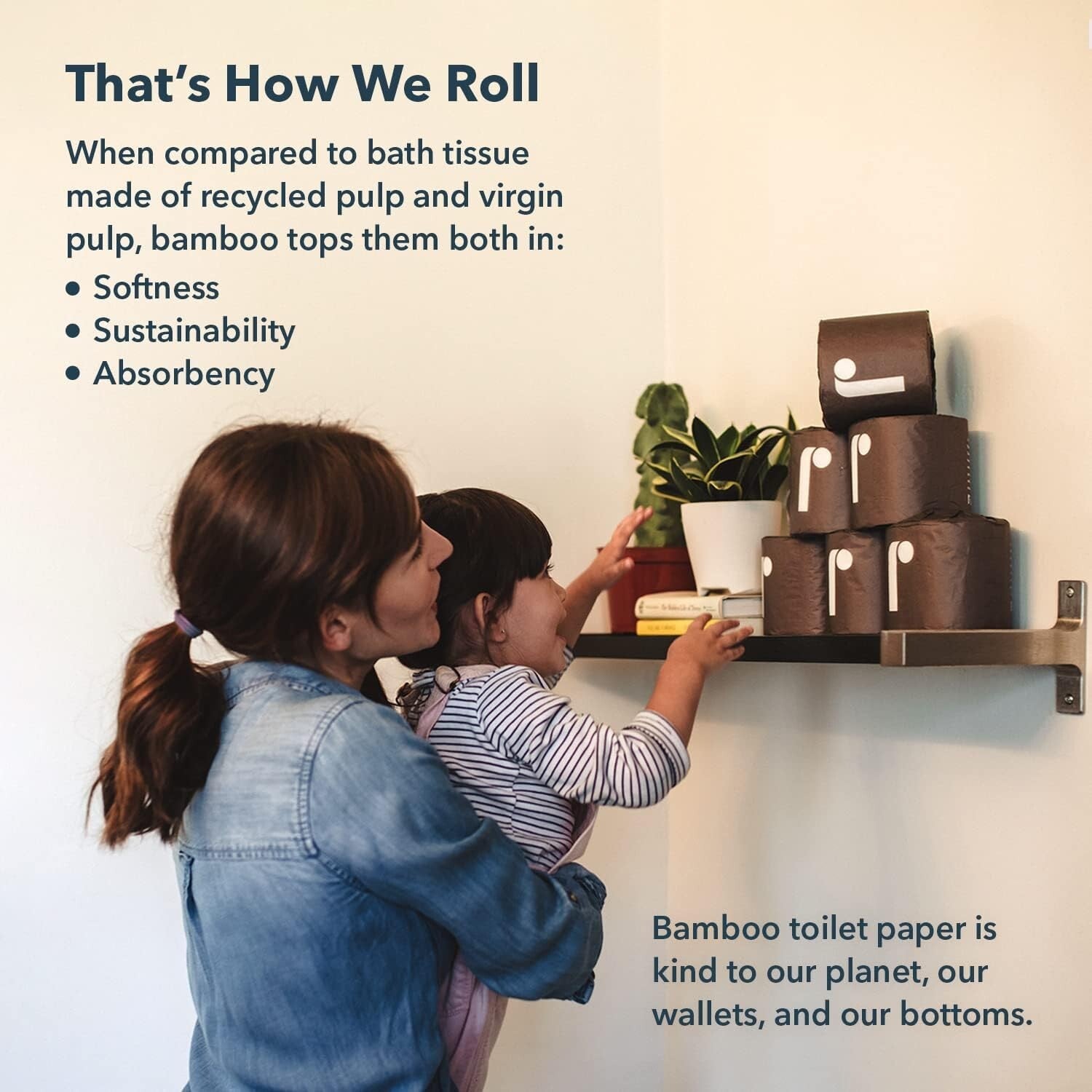 Eco-Conscious Bamboo Toilet Paper - 48 Rolls, Biodegradable and Fragrance-Free