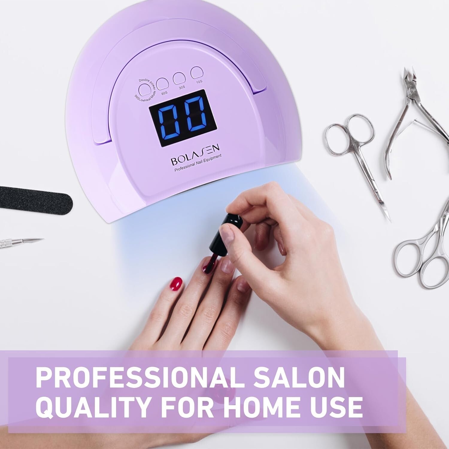 Purple 80W UV Nail Lamp with Removable Metal Base - Ideal for Home & Salon