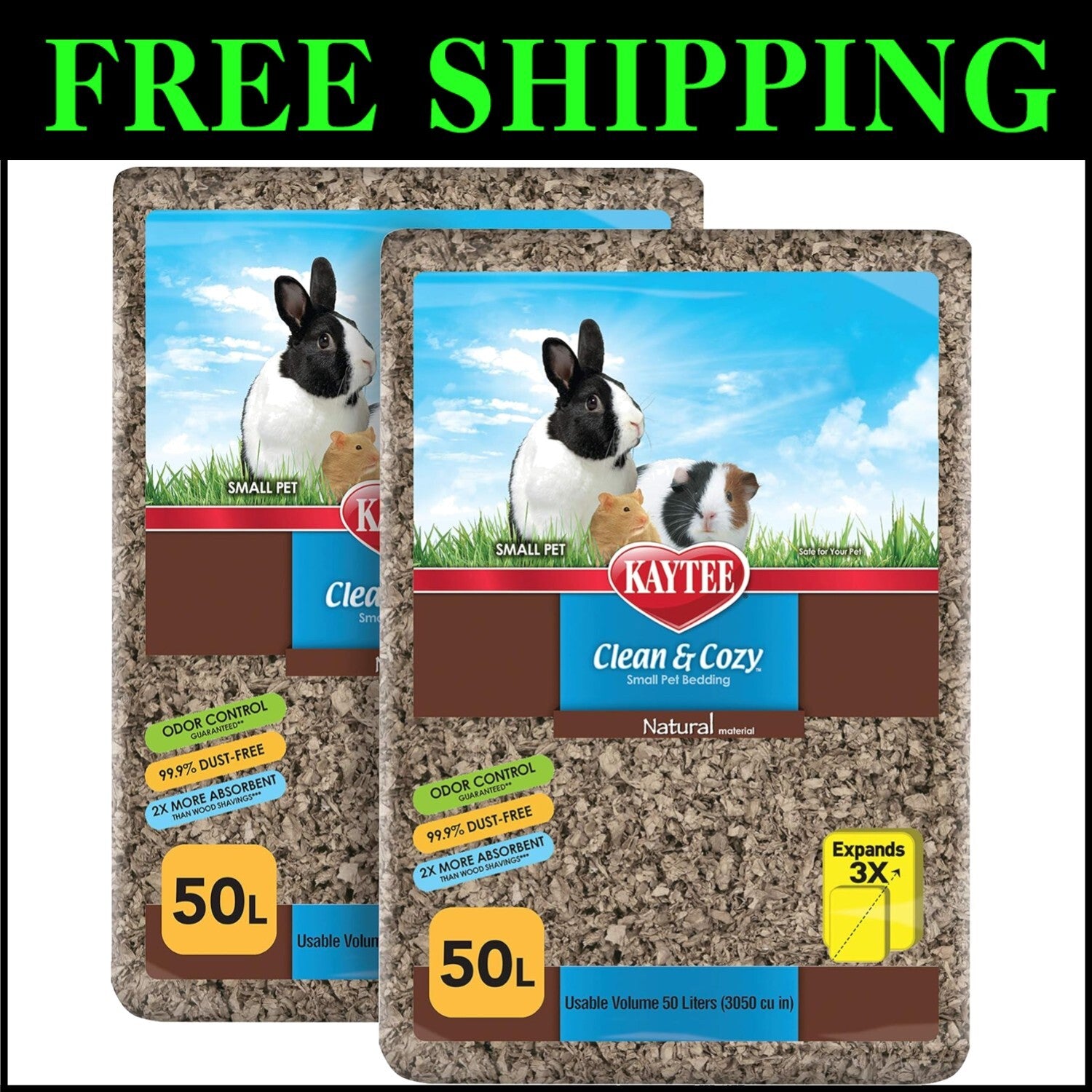 Odor Control Eco-Friendly Bedding for Small Animals - 100 Liters of Comfort