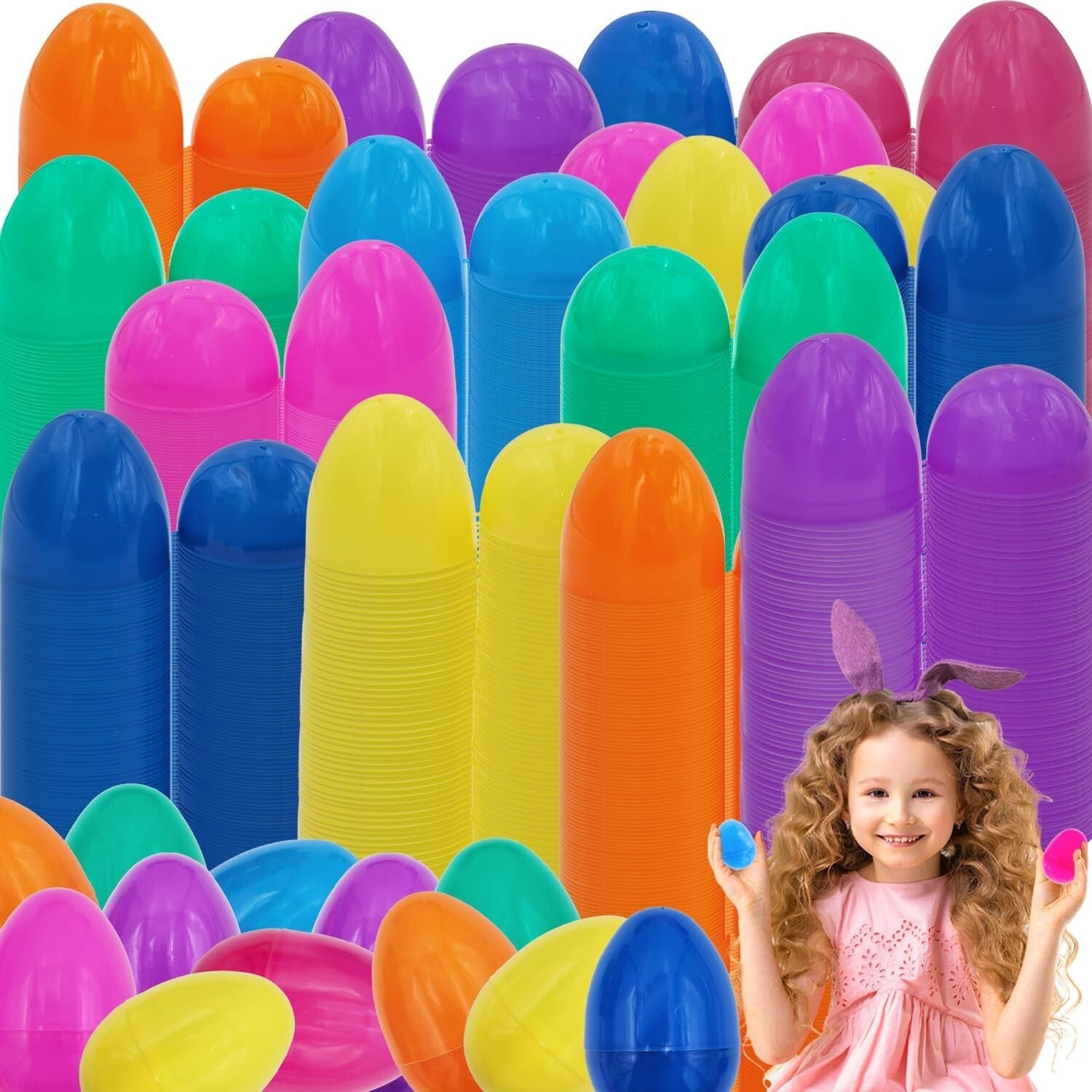 500 Hinged Bright Plastic Easter Eggs - 2.3" Fillable Surprise Eggs for Parties