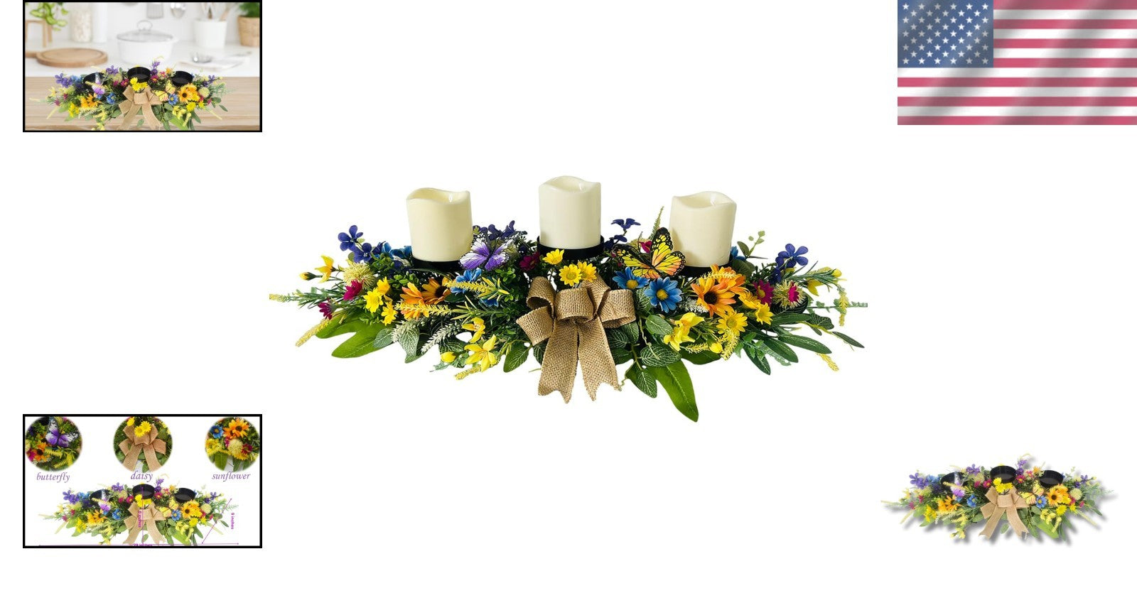 Versatile 3-Wick Candle Holder in Floral Design - Ideal for Spring Celebrations