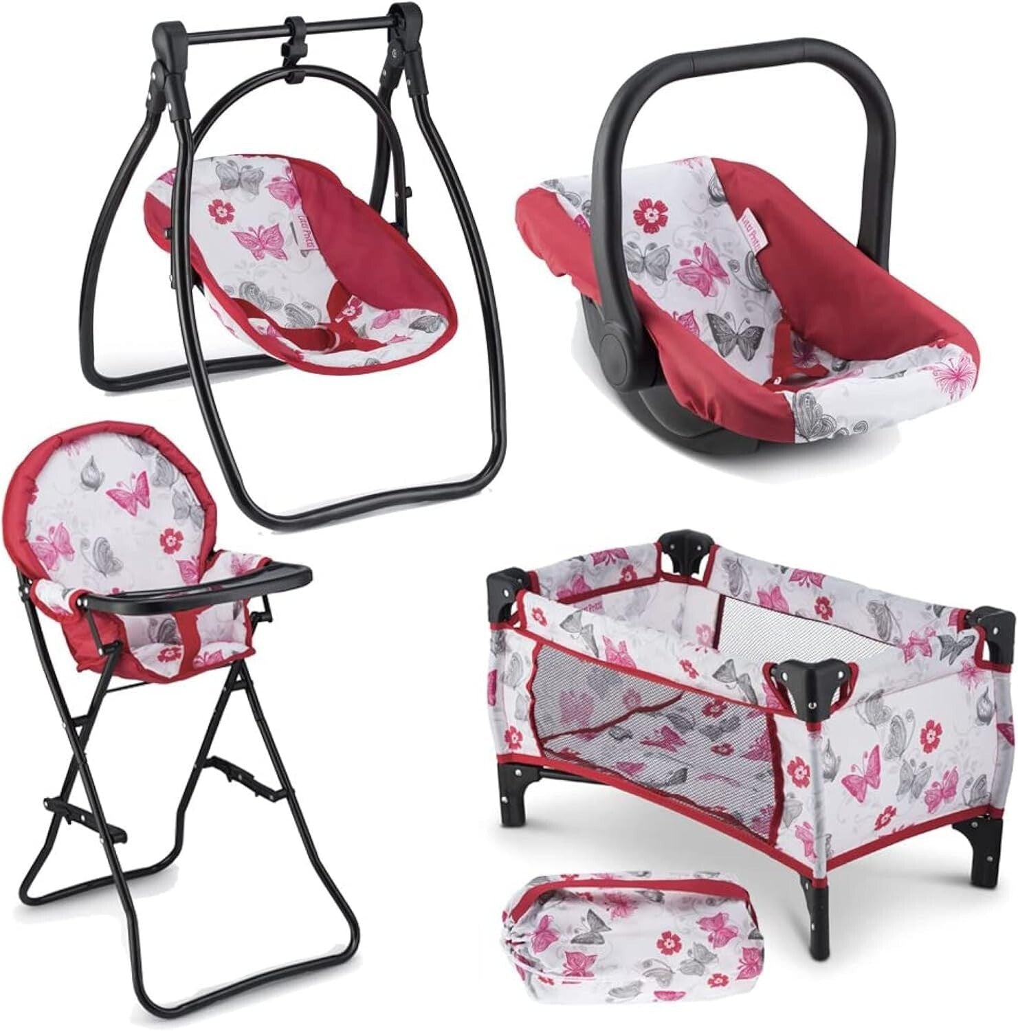 18-Inch Baby Doll Nursery Playset with Crib, Swing & High Chair - Gift-Ready