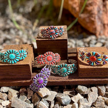 Load image into Gallery viewer, Handmade Adjustable 925 Sterling Silver Turquoise Cluster Bracelet for Women