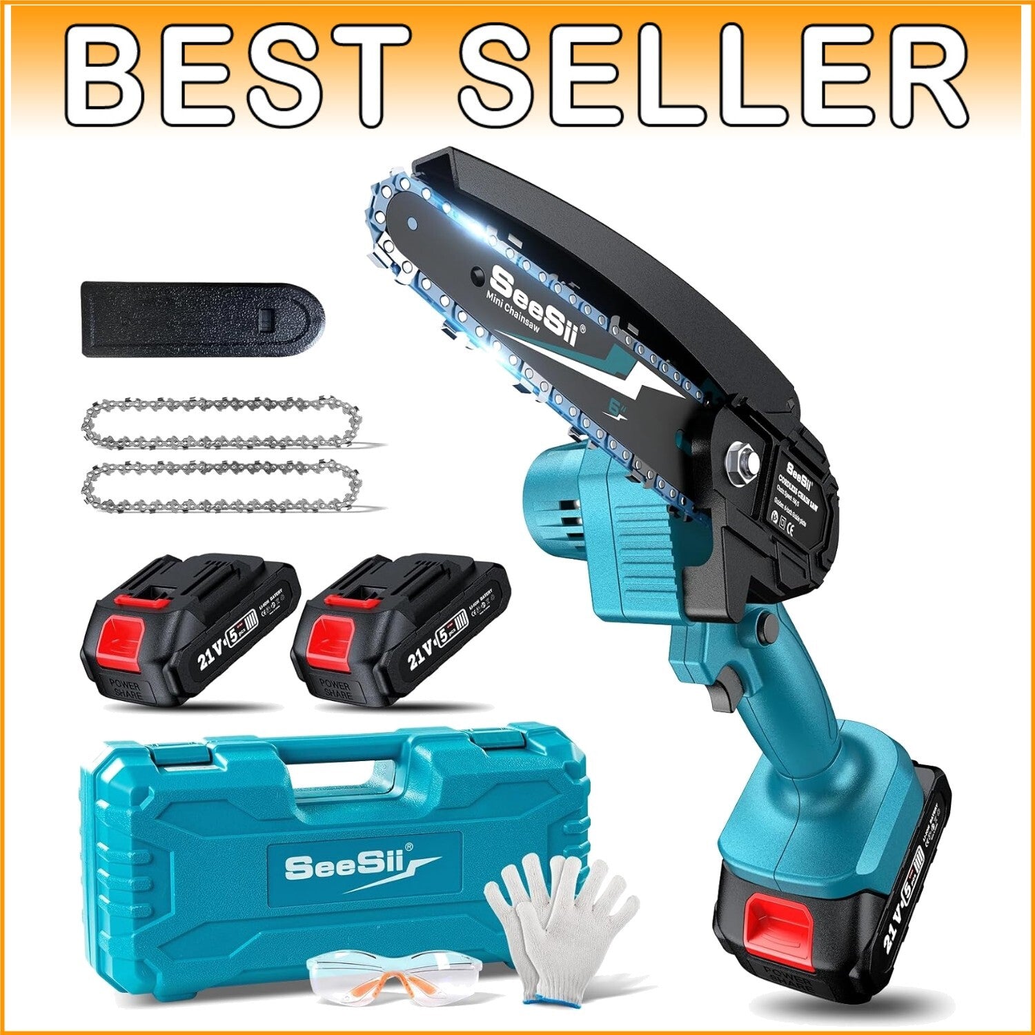 Cordless 6-Inch Mini Chainsaw with 2 Batteries - Ideal for Pruning and Cutting