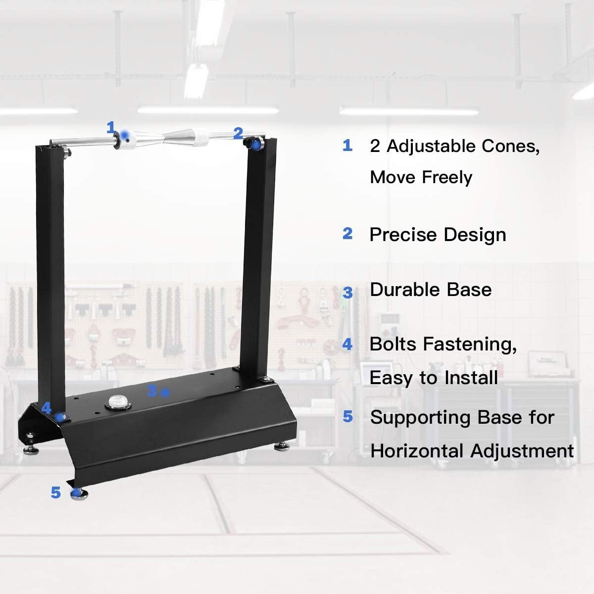 Heavy-Duty Tire Balancer & Wheel Truing Stand with Adjustable Centering Cones
