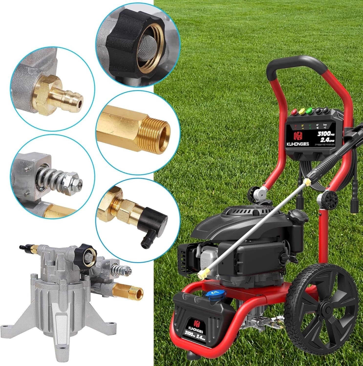 Durable Aluminum 3400 PSI Pressure Washer Pump with Thermal Relief for Longevity