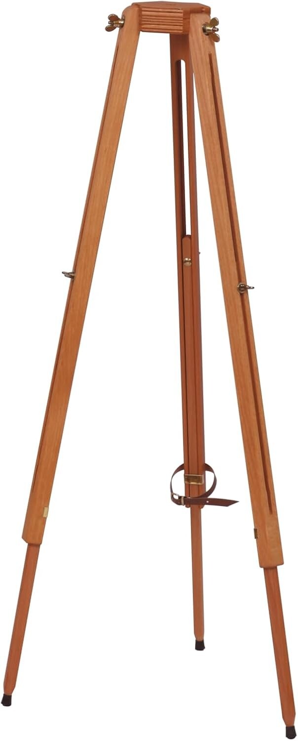 Classic Adjustable Tripod Easel in Natural Wood - Ideal for Outdoor Artists