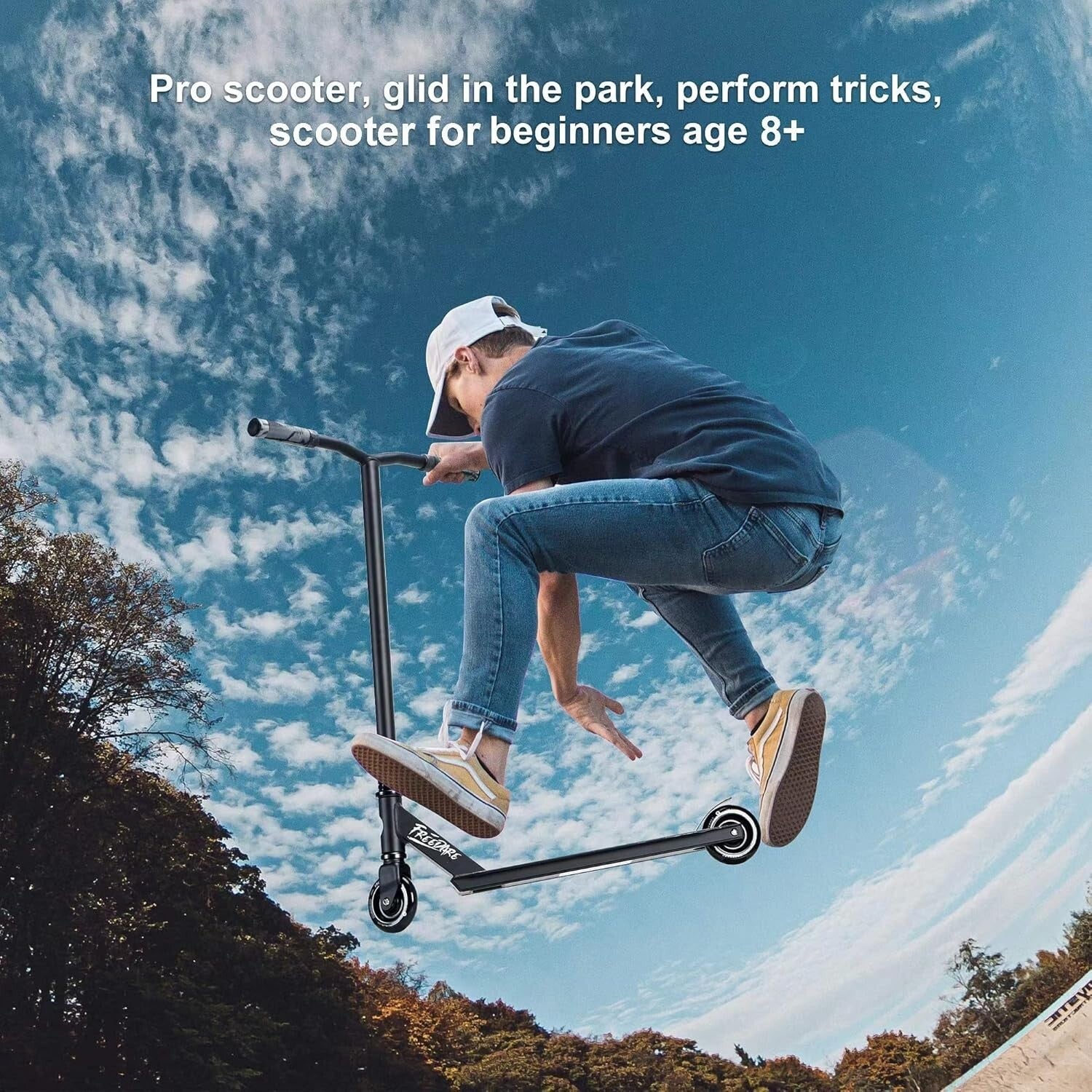 Durable Aluminum Trick Scooter for Beginners & Intermediate Riders - Black