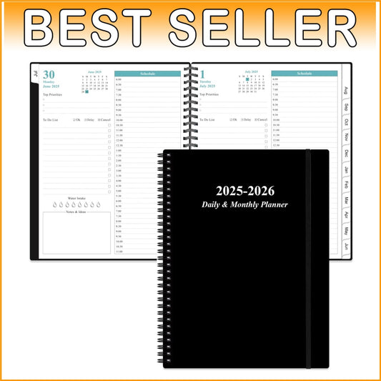 Deluxe 2025-2026 Daily Planner with 12 Monthly Tabs & Thick Ink-Proof Paper