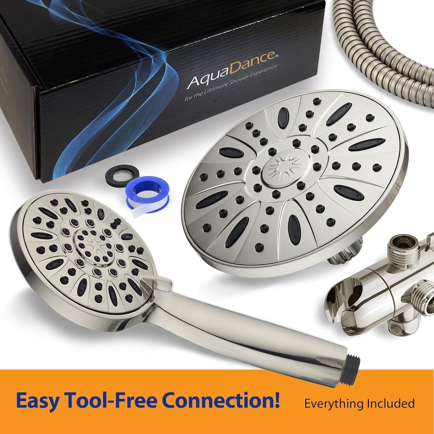 Elegant Satin Nickel 3-Way Rainfall Shower with Handheld Option & 6 Settings