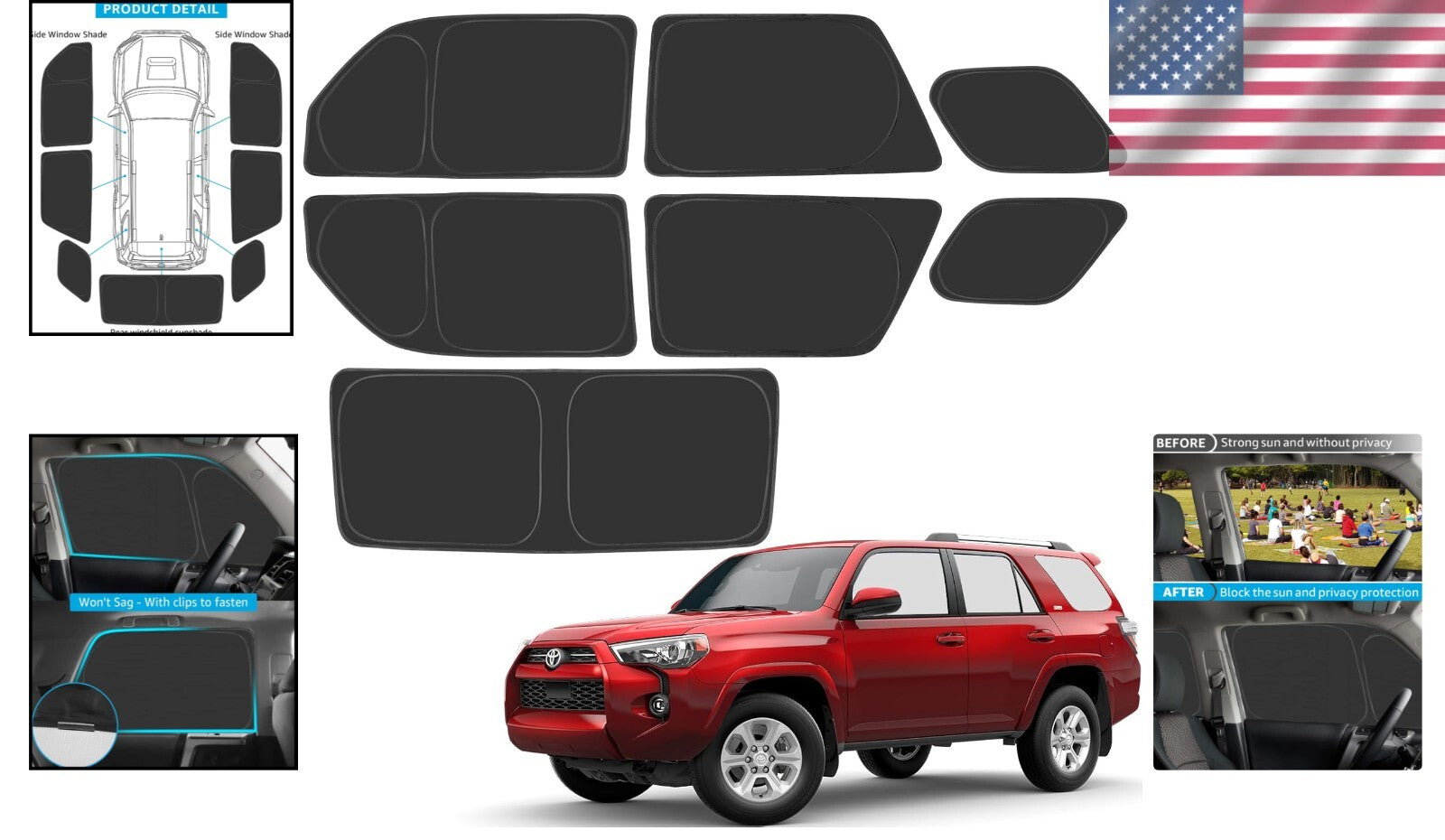 Lightweight Opaque Sun Shade Set for 4Runner - Comfort & Protection on the Road