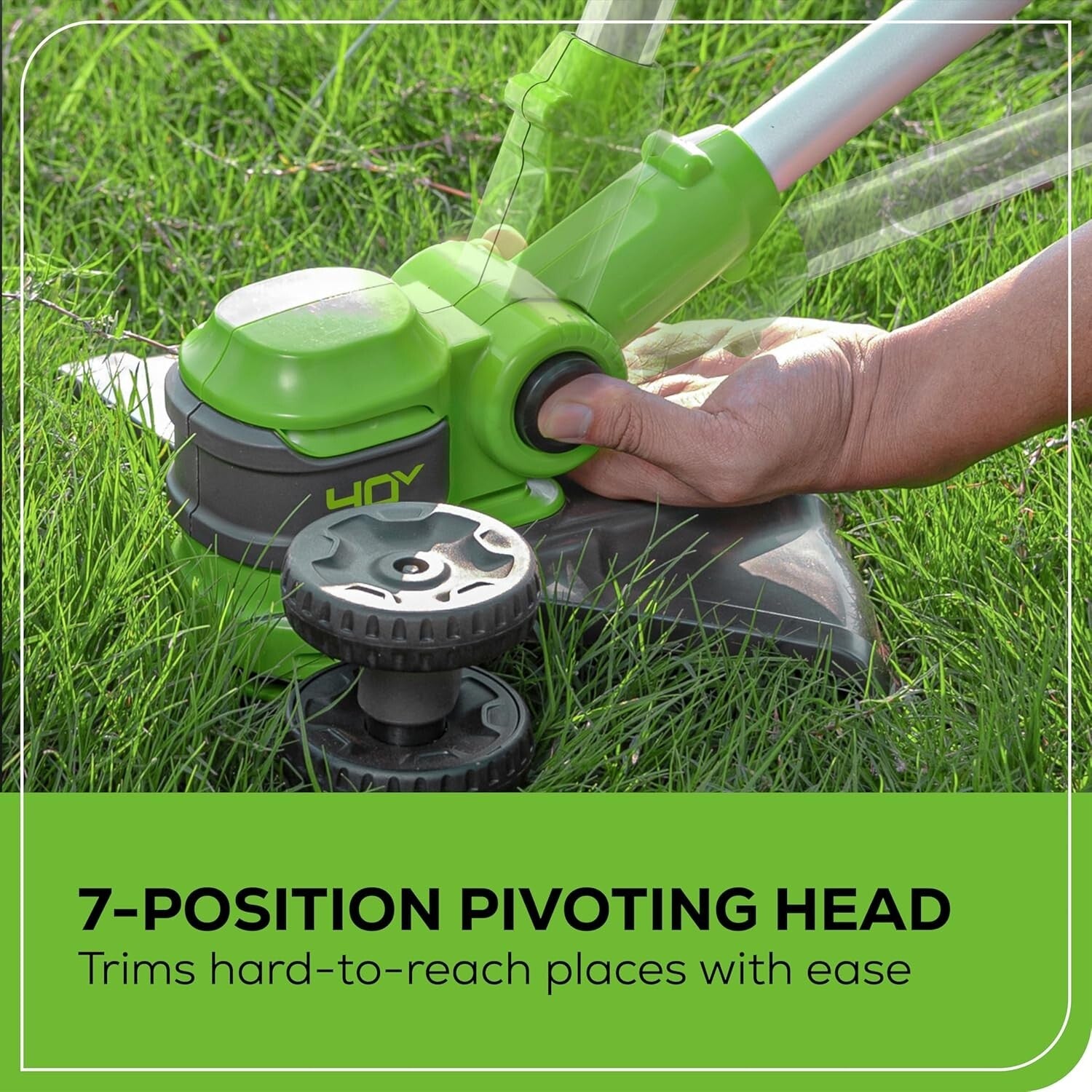 Effortless Grass Trimming with 40V 13-Inch Cordless Edger - 90° Pivoting Head
