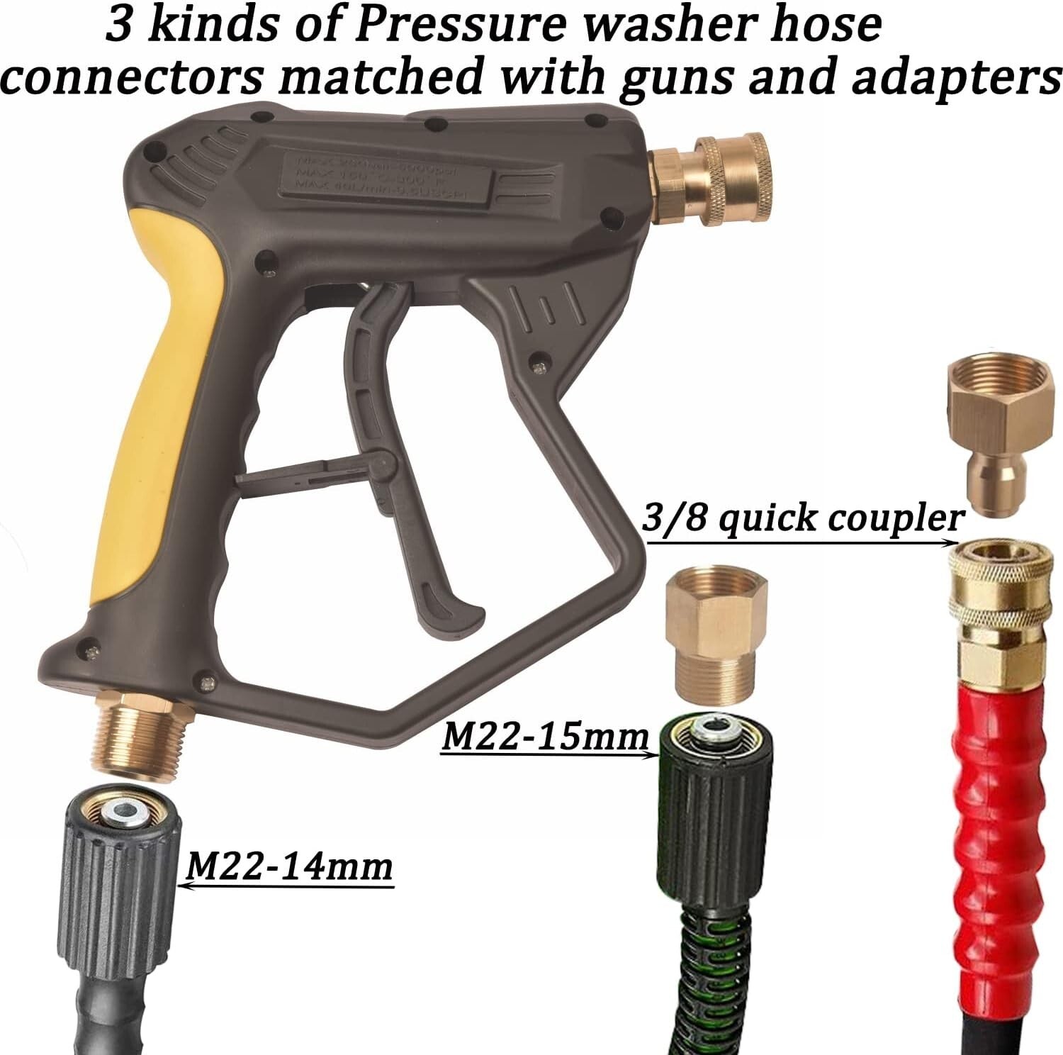 Durable 5000 PSI Pressure Washer Gun with Foam Cannon & Quick Connect Adapters