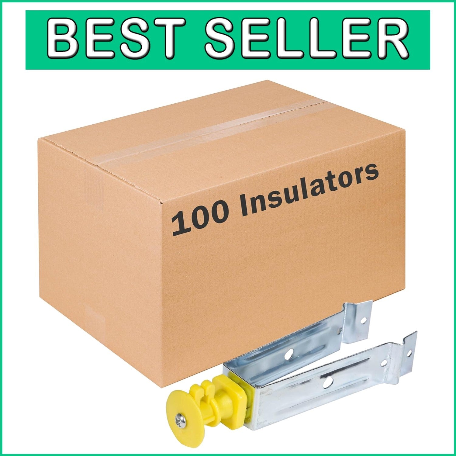 Durable Plastic Chainlink Insulators - Yellow, 4.5” Extension, 10 per Bag