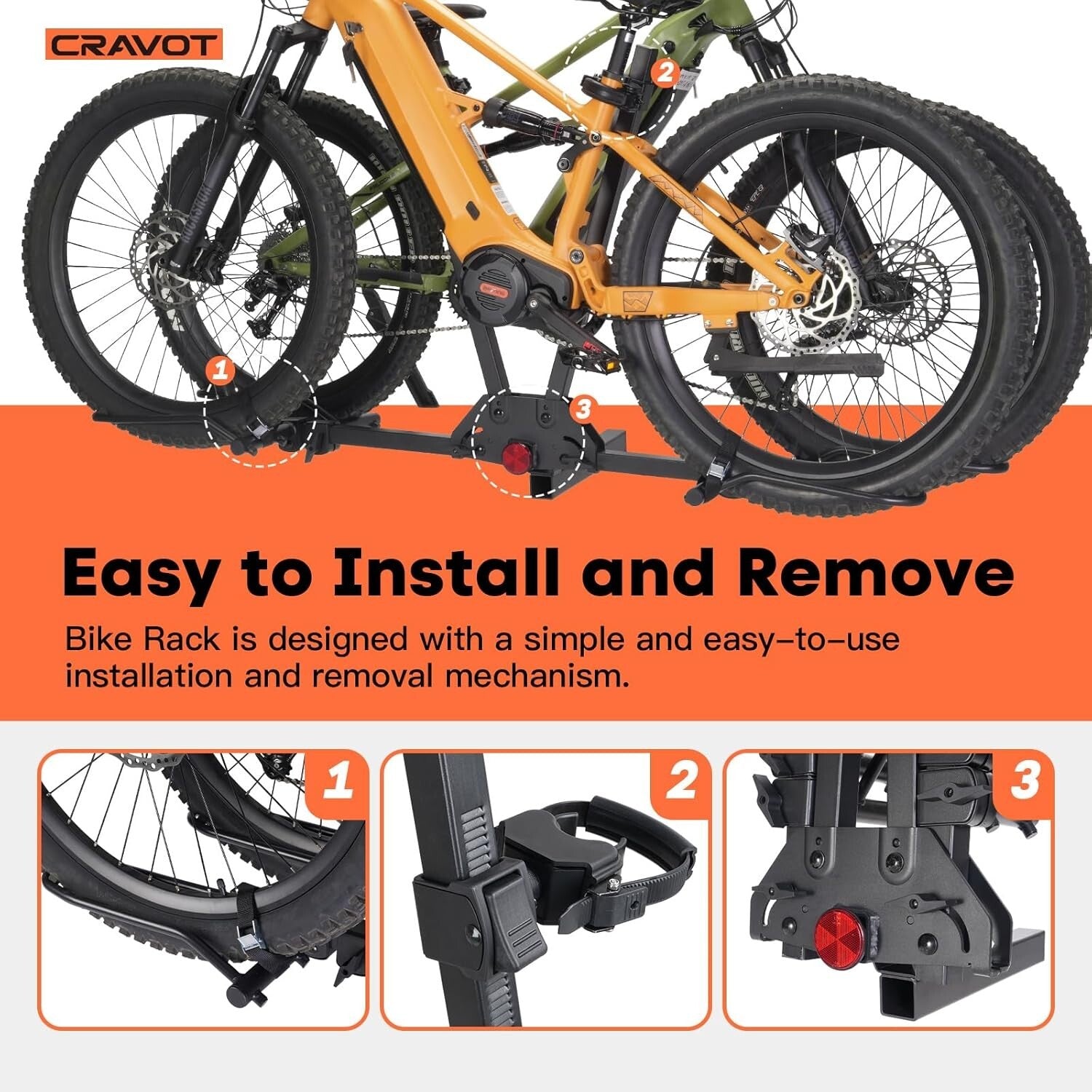 150 lbs Capacity Electric Bike Rack - No Installation, Foldable for 2 Bikes