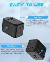 Load image into Gallery viewer, Compact Universal Travel Adapter: Charge 6 Devices Worldwide with Fast GaN Tech