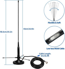 Load image into Gallery viewer, 5M Cable Mobile Ham Radio Antenna with Dual Band Magnetic Mount - Easy Install