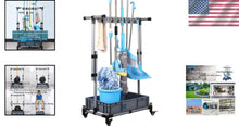 Load image into Gallery viewer, Stainless Steel Freestanding Broom and Mop Holder with 10 Slots for Easy Storage