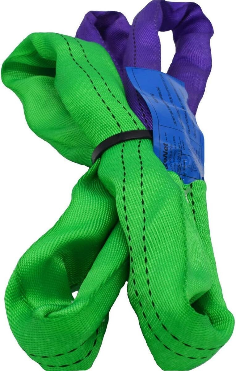 Heavy Duty 2" x 8' Lifting Sling Straps - Safe 4400 lbs Vertical Load - 2-Pack