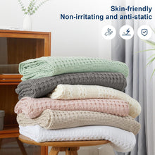 Load image into Gallery viewer, Elegant Oatmeal Waffle Weave Blanket - Soft King Size 108"x90", Machine Washable