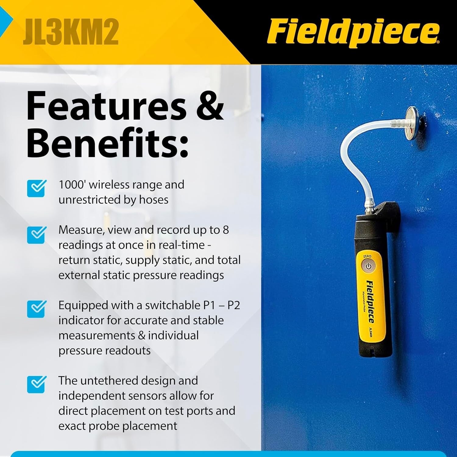 Job Link System Wireless Dual Port Manometer Probe Kit - HVAC Pressure Gauge