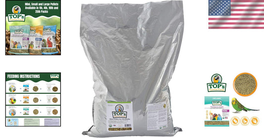 USDA Certified Organic Mini Pellets Bird Food for Budgies & Lovebirds - 25 lbs