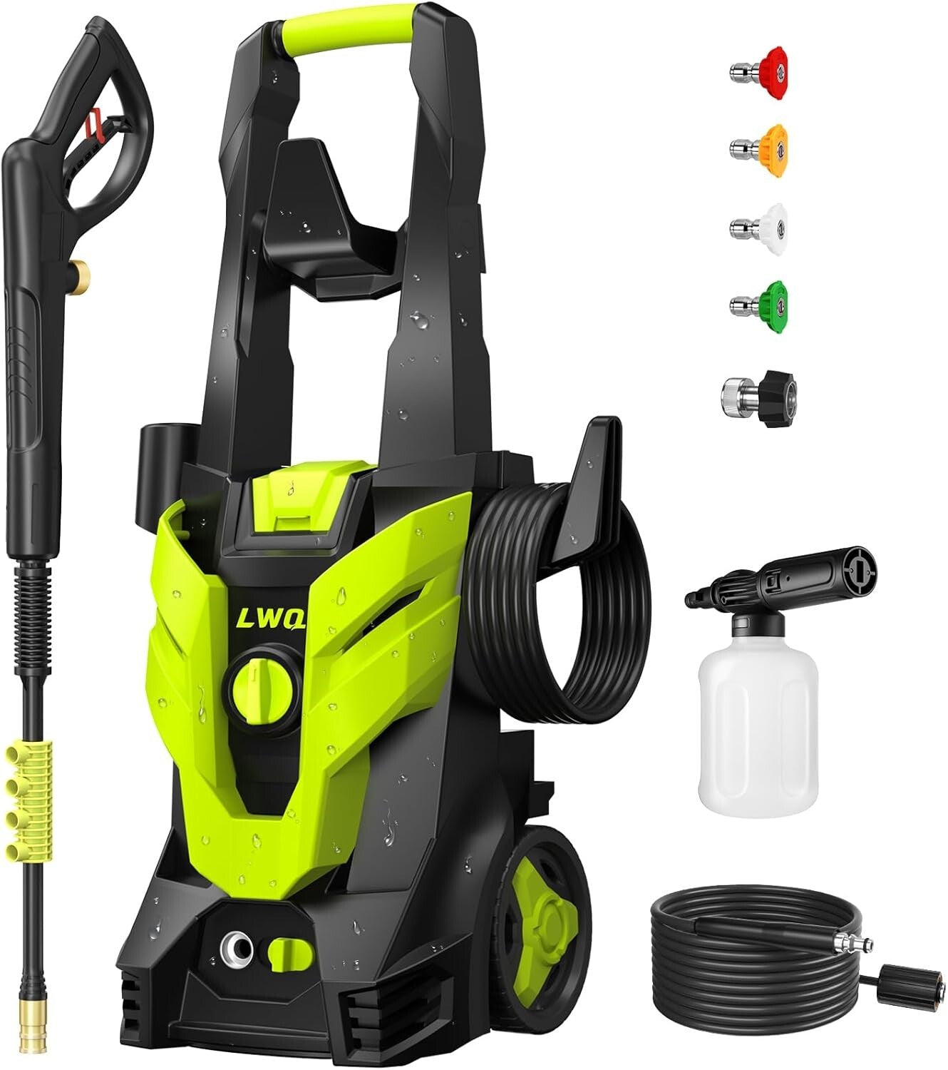Versatile Pressure Washer 2.5 GPM for Home Cleaning - With Foam Cannon & Storage