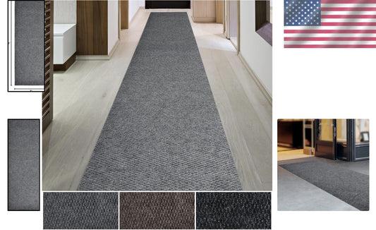 Versatile Hallway Runner - Eco-Friendly Non-Slip 3ft x 8ft Carpet in Grey