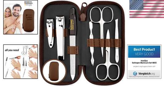Exclusive Finger & Toe Nail Clipper Set with Real Leather Case - Germany Made