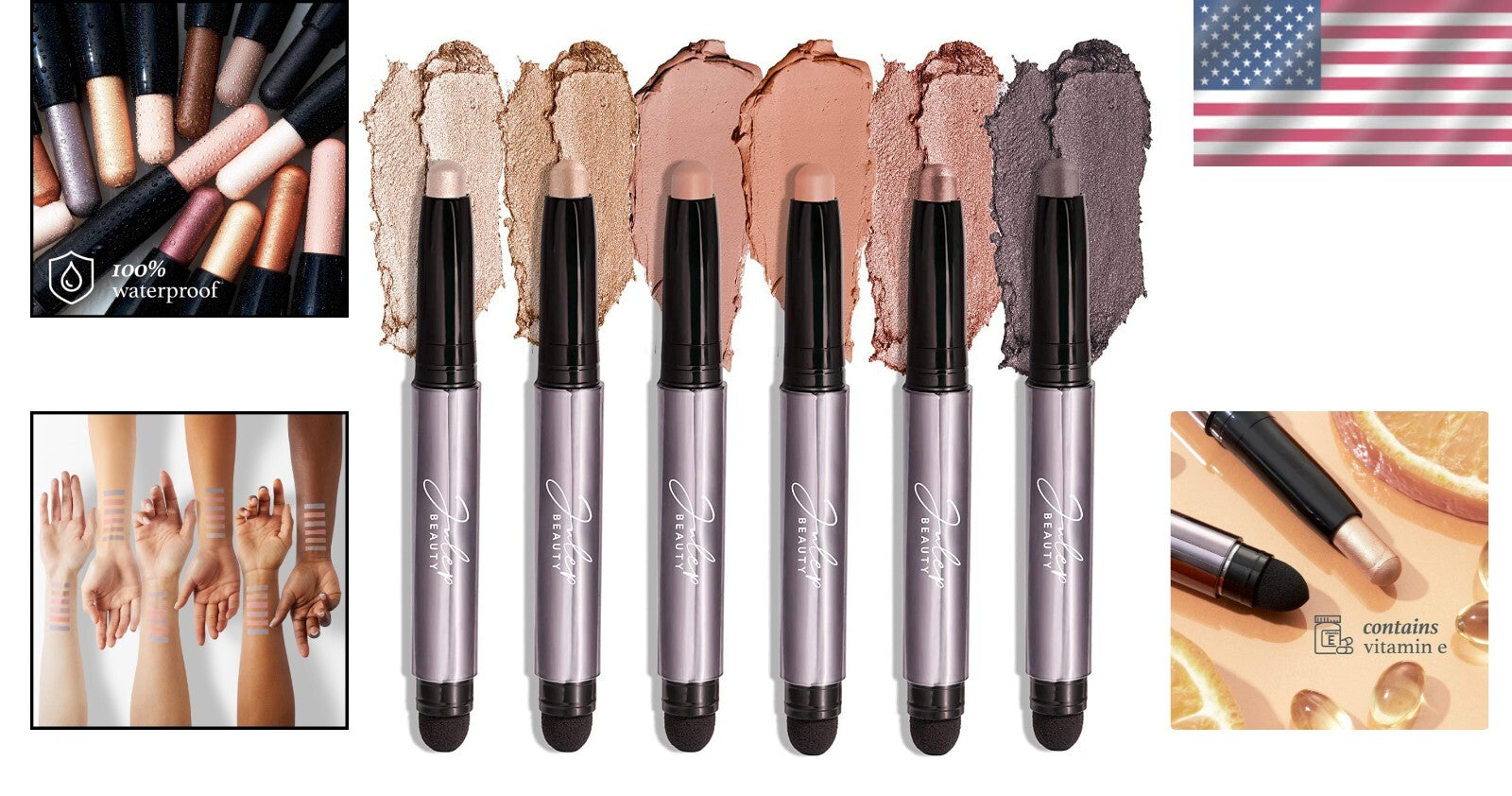 Highly Pigmented Crème-to-Powder Eyeshadow Set with Mattes & Shimmers - 6pcs