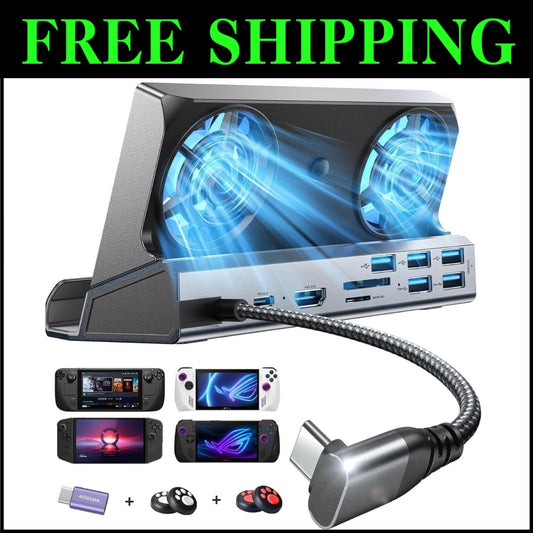 10-in-1 Docking Station for Steam Deck OLED & ROG Ally with Dual Cooling Fans