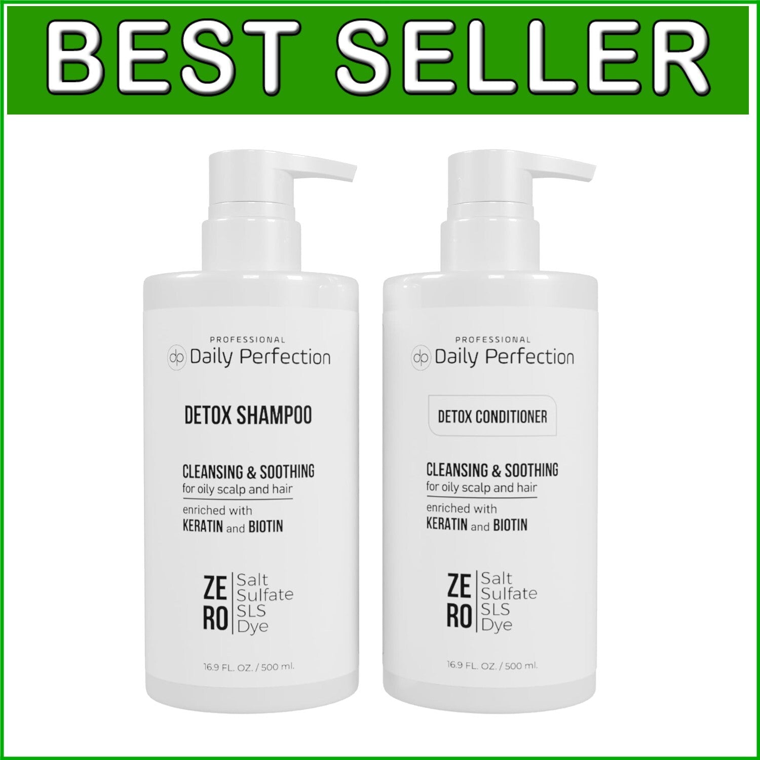 Refreshing Detox Shampoo & Conditioner with Professional Grade Formula - 8x8x4