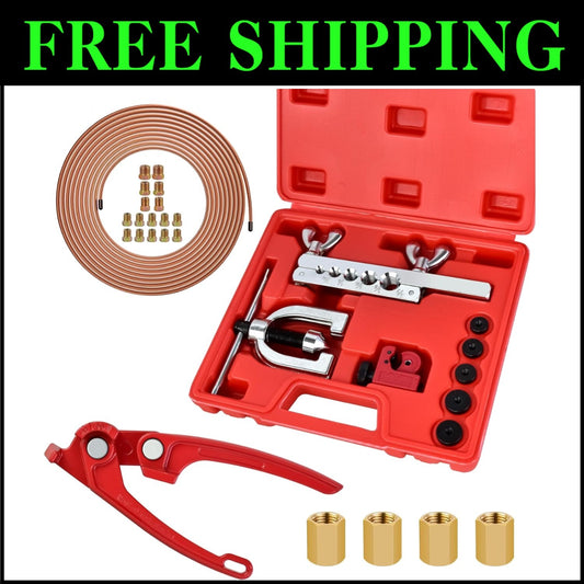 Durable 3/16" Brake Line Set with Flaring Tool & Complete Fittings Package