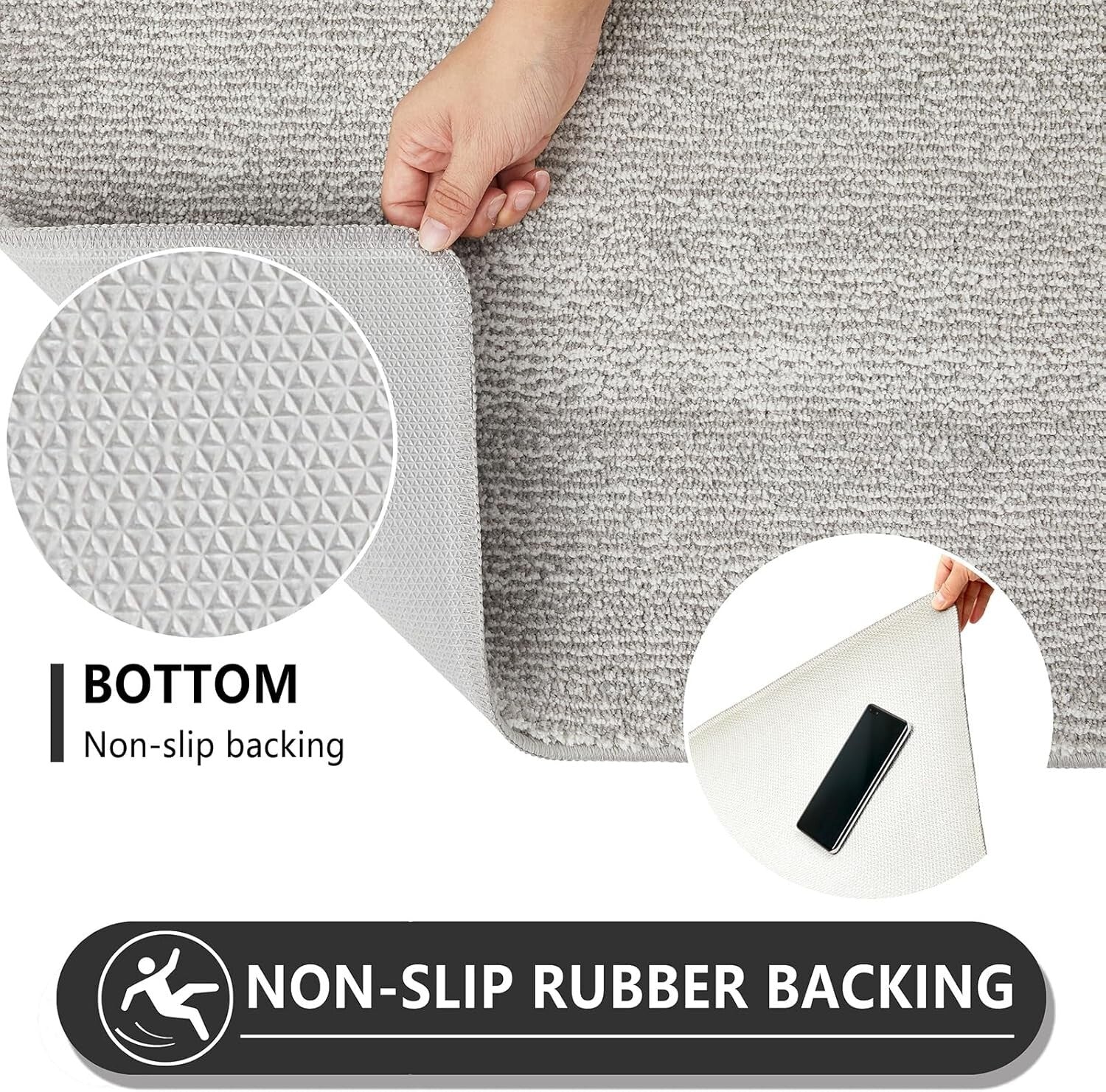 32"x40" Low-Profile Indoor Doormat - Durable Absorbent Grey with Non-Slip Mat