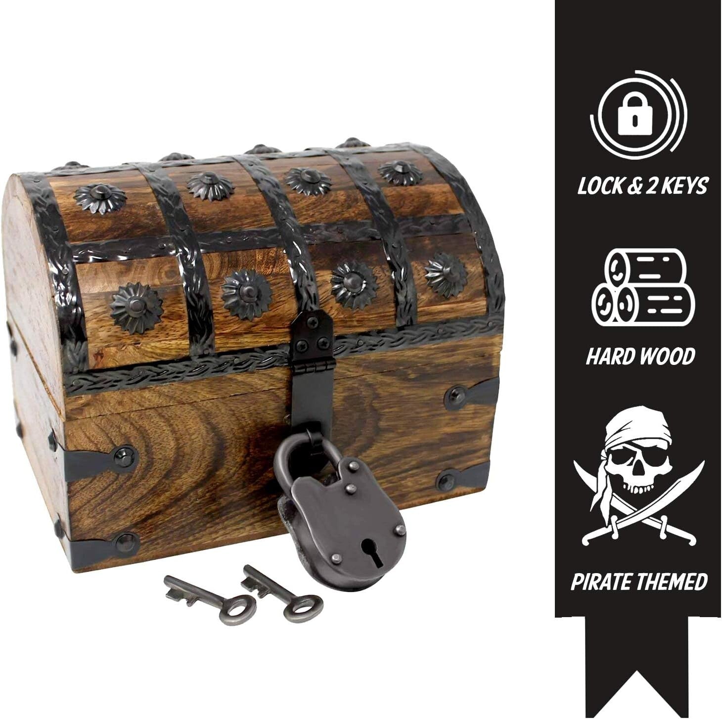 Decorative Pirate Chest with Skeleton Key - Ideal for Imaginative Play & Storage