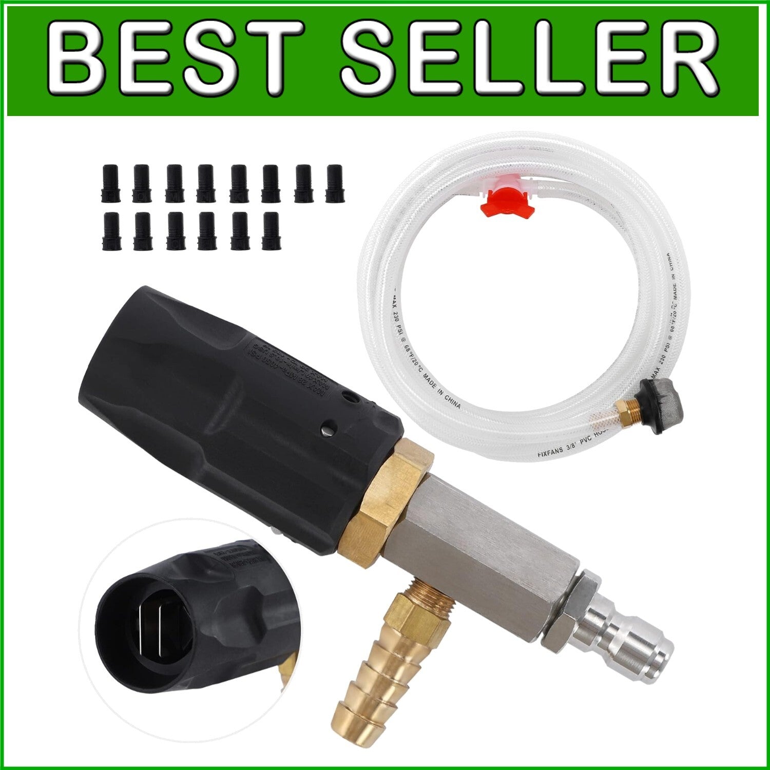 Dual Usage Downstream Injector Kit for High-Pressure Washing with 40ft Range