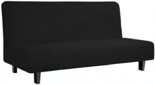 Load image into Gallery viewer, Elegant Black Armless Futon Slipcover - Stretchy Jacquard Fabric Protector