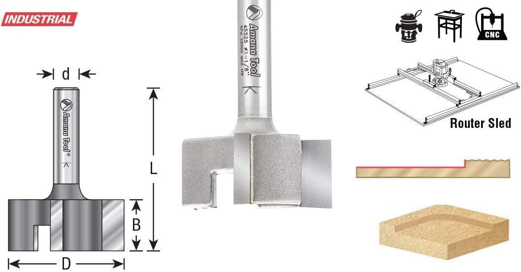 Carbide Tipped 1-1/2in Router Bit - 4 Flute Design for Ultimate Cutting Power