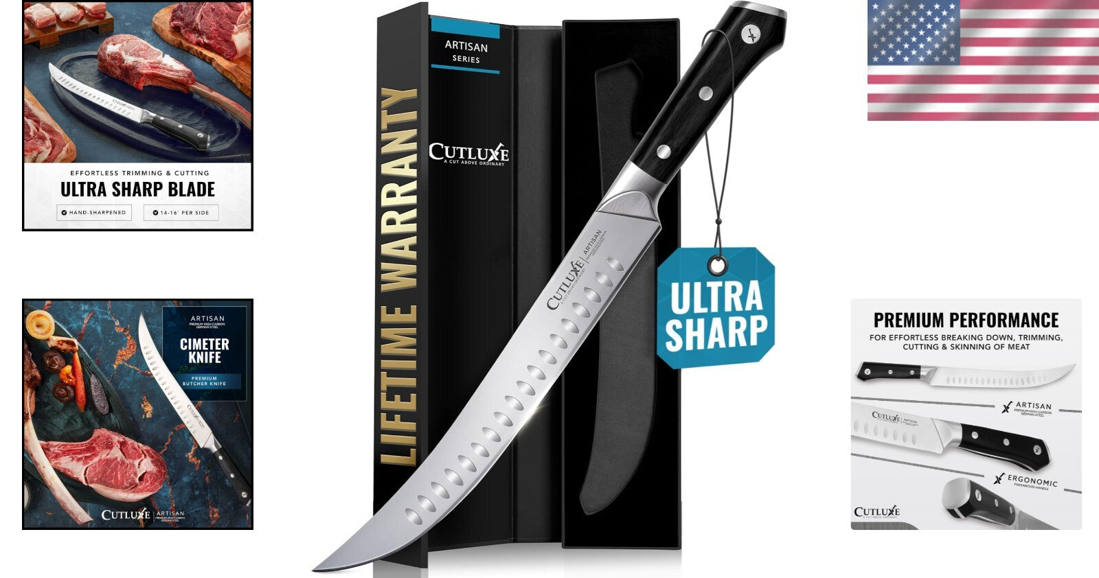 Artisan 10" Cimeter Butcher Knife - Razor Sharp High Carbon Steel Precision