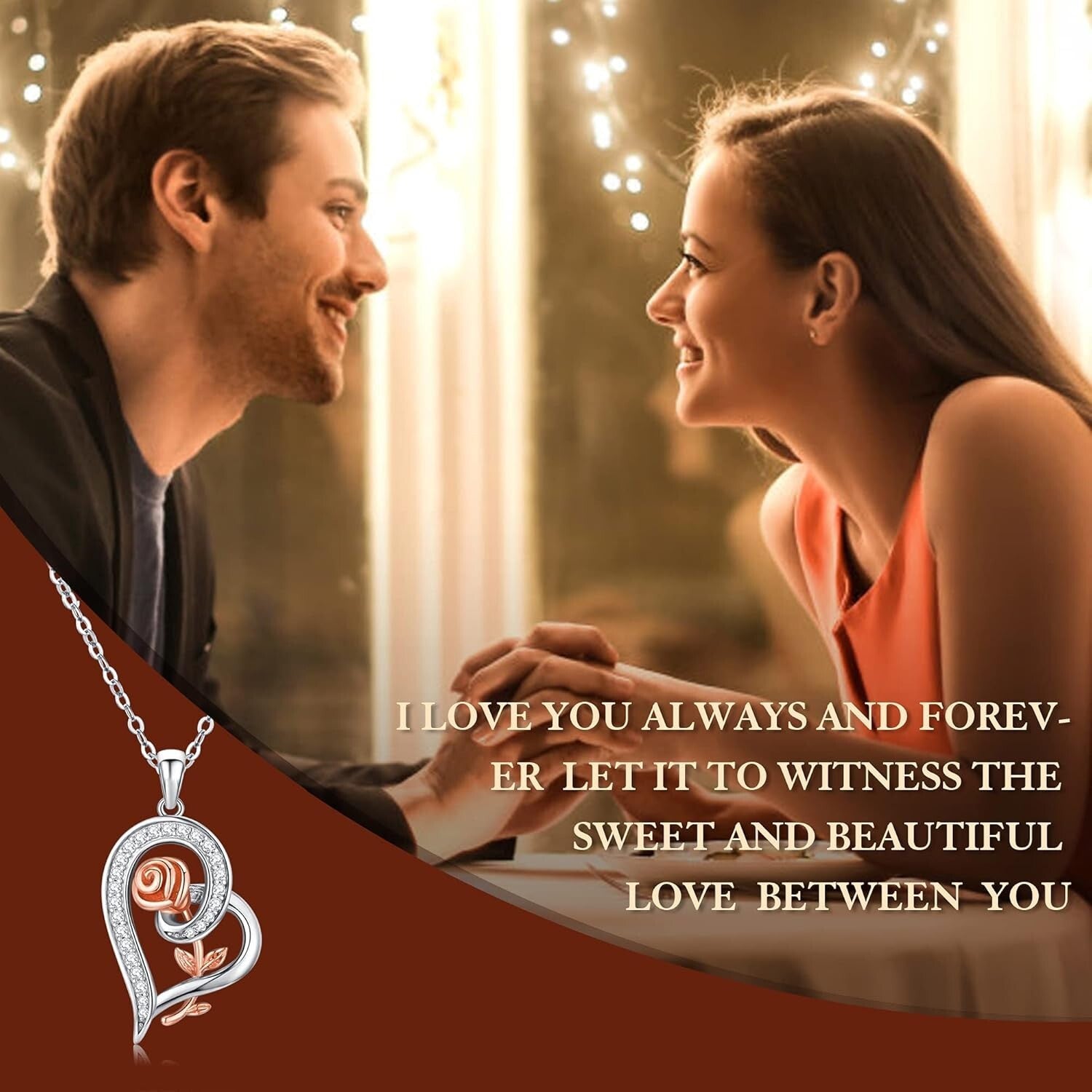 Adjustable Heart Rose Necklace in Sterling Silver - Sentimental Gift Idea